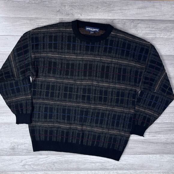 Vintage Sweater Grandpa Dad Made in Korea Knit Sweater 80s 90s XXL Fall - Picture 2 of 4